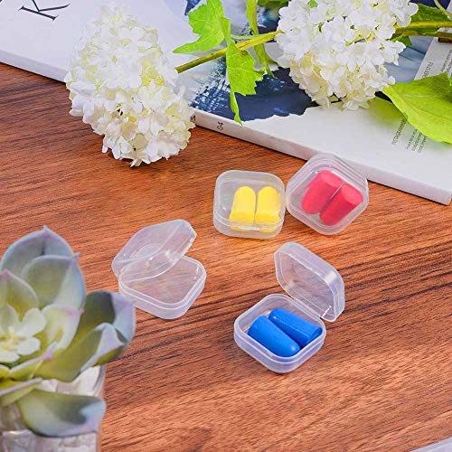 12 Pcs Small Clear Plastic Beads Storage Containers Box with Hinged Lid Bead Organizers and Storage Small Plastic Boxes Organizer Box for Small Items Crafts Jewelry Earplugs (1.37 x 1.37 x 0.7 Inches)