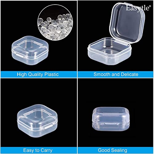 12 Pcs Small Clear Plastic Beads Storage Containers Box with Hinged Lid Bead Organizers and Storage Small Plastic Boxes Organizer Box for Small Items Crafts Jewelry Earplugs (1.37 x 1.37 x 0.7 Inches)