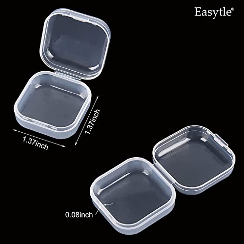 12 Pcs Small Clear Plastic Beads Storage Containers Box with Hinged Lid Bead Organizers and Storage Small Plastic Boxes Organizer Box for Small Items Crafts Jewelry Earplugs (1.37 x 1.37 x 0.7 Inches)