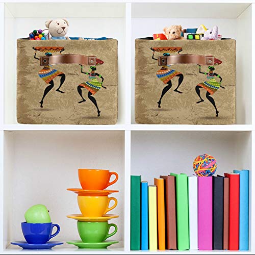 ALAZA Foldable Storage Bins, Tribal Ethnic African Women Storage Boxes Closet Shelf Organizer for Bedroom Nursery Closet Toys Books