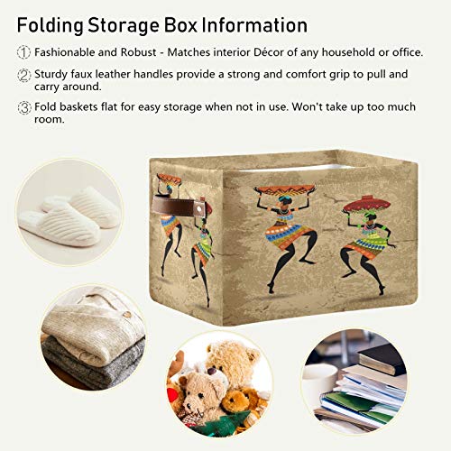 ALAZA Foldable Storage Bins, Tribal Ethnic African Women Storage Boxes Closet Shelf Organizer for Bedroom Nursery Closet Toys Books