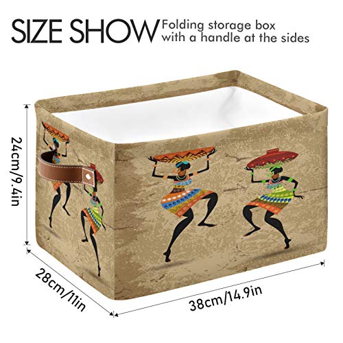 ALAZA Foldable Storage Bins, Tribal Ethnic African Women Storage Boxes Closet Shelf Organizer for Bedroom Nursery Closet Toys Books