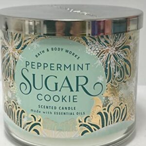 Bath and Body Works White Barn Peppermint Sugar Cookie 3 Wick Candle 14.5 Ounce