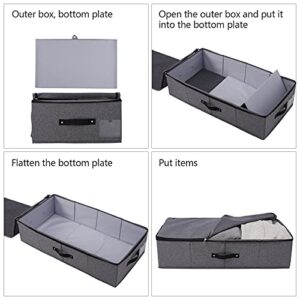 2PCS Foldable Under Bed Storage Box with Plastic Support Liner, Handles, Zipper lid, Blankets Clothes Comforters Storage Bin Organizer for Bedroom and Closet, 29×15×7inch, Black Grey