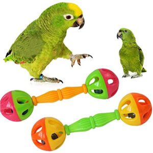 songbirdth parrot chew toys - pet bird parrot hollow double-head bell ball rattle bite chew interactive toy for medium and small parrot random color