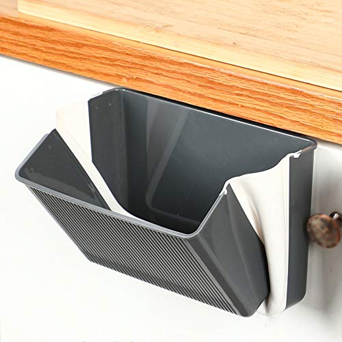 MoreChioce Foldable Garbage Can, 4L Hanging Garbage Bin Kitchen Collecting Tray Plastic Waste Bin for Cabinet Door Kitchen Car Bathroom Office and Bedroom,Gray