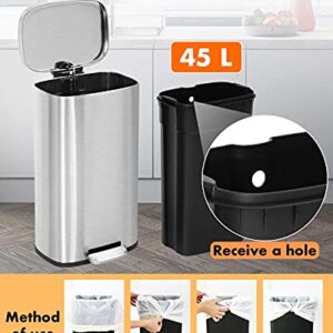 Kitchen Trash Can with Lid Step Trash Bin Fingerprint-Proof for Office Bedroom Bathroom Brushed Stainless Steel Garbage Can 8 Gallon/ 30L