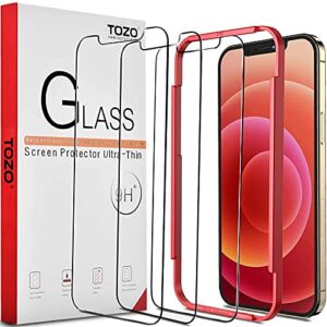 tozo compatible for iphone 12 pro max screen protector 3 pack premium tempered glass 0.26mm 9h hardness 2.5d film easy install 6.7 inch