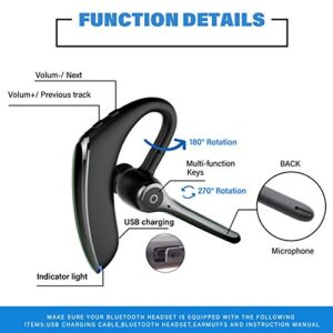 RicoRich Bluetooth Headset,Wireless Bluetooth Earpiece Earphone with Noise Cancelling Earbuds Mic,V5.1 for iPhone Android Cell Phones Driving/Business/Office/Trucker