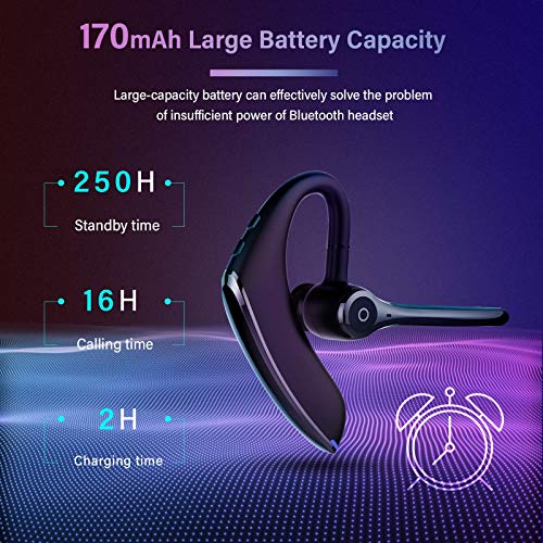 RicoRich Bluetooth Headset,Wireless Bluetooth Earpiece Earphone with Noise Cancelling Earbuds Mic,V5.1 for iPhone Android Cell Phones Driving/Business/Office/Trucker