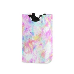 susiyo kaleidoscope tie dye print laundry basket collapsible laundry hamper foldable dirty clothes bag large storage basket with handles for kid room toy bin bathroom clothing organizer