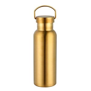 17 oz 304 stainless steel water bottles color me double wall vacuum insulated metal water bottle eco friendly shatterproof leak proof sport water bottles for outdoor, gold, set of 1