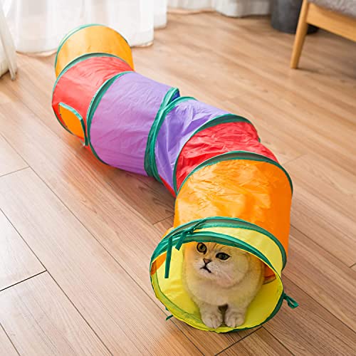 Blnboimrun Cat Tunnel with Play Ball, Interactive Peek-a-Boo Cat Chute Cat Tube Toy, Camouflage S-Tunnel for Indoor Cat