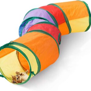 Blnboimrun Cat Tunnel with Play Ball, Interactive Peek-a-Boo Cat Chute Cat Tube Toy, Camouflage S-Tunnel for Indoor Cat