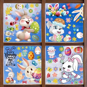 dmhirmg easter window clings, upgraded static easter window sticker, easter decorations window clings stickers decal,cute bunny radish eggs carrot decals for kids school office home glass decals for easter home party decorations supplies 9 sheets