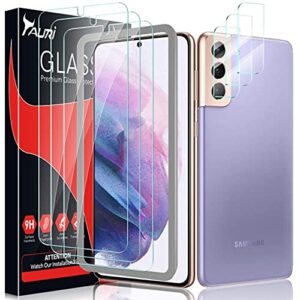 [3+3 pack] tauri compatible with samsung galaxy s21 plus 5g 6.7 - inch, 3 pack tempered glass screen protector + 3 pack camera lens protector easy installation hd-clear bubble free [ not for s21 6.2"]