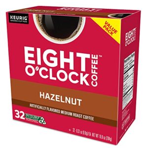 Eight O'Clock Coffee Hazelnut Single-Serve Keurig K-Cup Pods, Medium Roast Coffee Pods, 32 Count