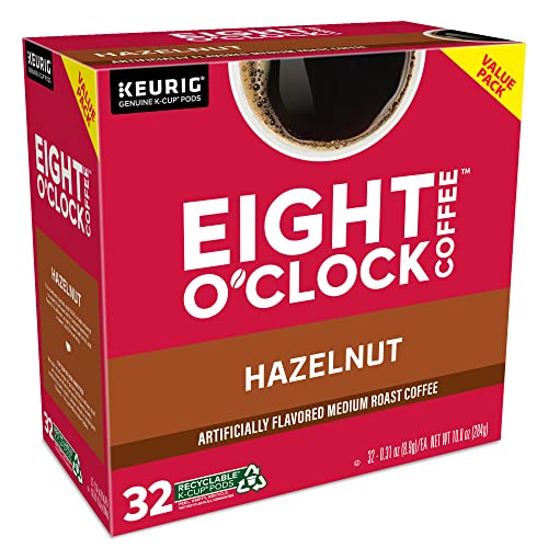 Eight O'Clock Coffee Hazelnut Single-Serve Keurig K-Cup Pods, Medium Roast Coffee Pods, 32 Count