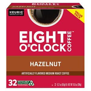 Eight O'Clock Coffee Hazelnut Single-Serve Keurig K-Cup Pods, Medium Roast Coffee Pods, 32 Count