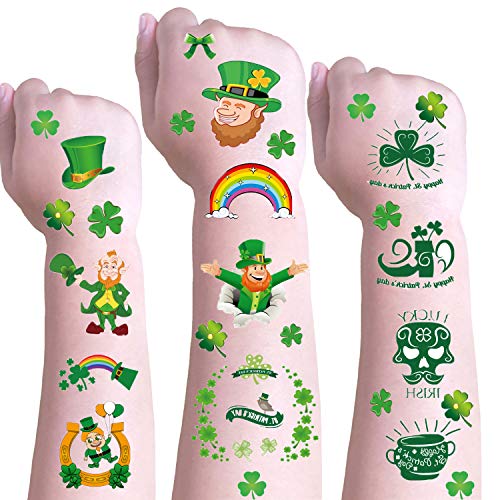 DmHirmg St Patricks Day Temporary Tattoos for Kids Boys Girls,Kids St Patricks Day Day Tattoos Sets, Waterproof Fake Tattoo Stickers, Kids Birthday Party Favors Supplies 10 Sheets