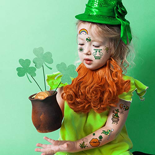 DmHirmg St Patricks Day Temporary Tattoos for Kids Boys Girls,Kids St Patricks Day Day Tattoos Sets, Waterproof Fake Tattoo Stickers, Kids Birthday Party Favors Supplies 10 Sheets