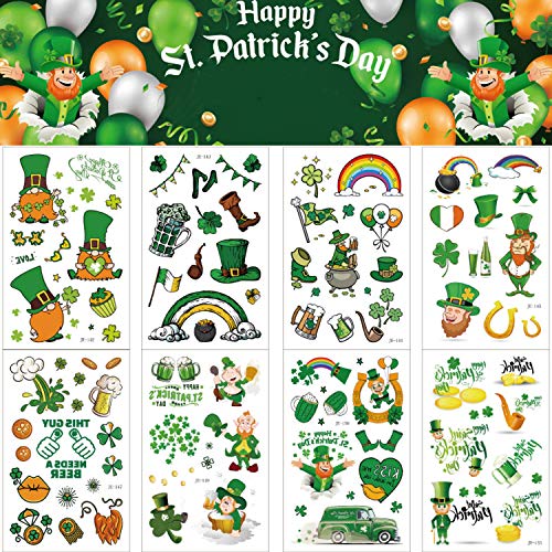 DmHirmg St Patricks Day Temporary Tattoos for Kids Boys Girls,Kids St Patricks Day Day Tattoos Sets, Waterproof Fake Tattoo Stickers, Kids Birthday Party Favors Supplies 10 Sheets