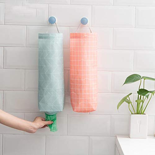 4pcs Plastic Bags Dispenser Organizer for Kitchen Shopping Bag Holder Wall Mounted Grocery Bag Holder,Hanging Garbage Bag Dispenser for Trash Bags Storage with Adhesive Hooks