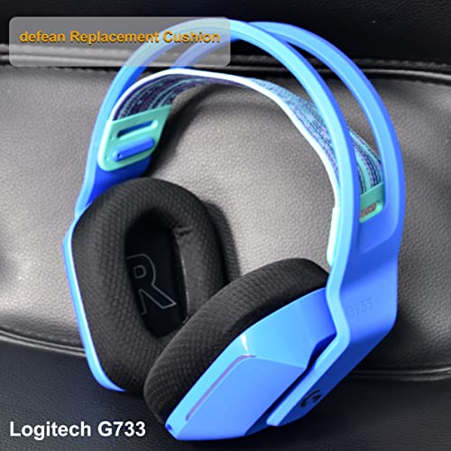 G733 Earpads - defean Replacement Ear Cushion Cover Compatible with Logitech G733 G 733 Lightspeed Wireless Gaming Headset,Ear Pads with Durable Mesh Fabric, Comfort Noise Isolation Foam (Black)
