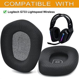 G733 Earpads - defean Replacement Ear Cushion Cover Compatible with Logitech G733 G 733 Lightspeed Wireless Gaming Headset,Ear Pads with Durable Mesh Fabric, Comfort Noise Isolation Foam (Black)