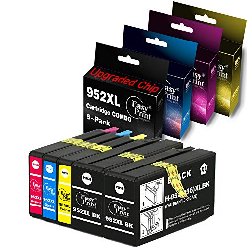 EASYPRINT High Yield Compatible 952 Ink Cartridges 952xl Used for HP OfficeJet Pro 8710/ 8720/ 8725/ 7740/ 8740/ 7720/ 8210/ 8216, (2X Black, 1x Cyan, 1x Magenta, 1x Yellow)