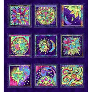 clothworks fabrics laurel burch celestial magic 6 inch blocks - panel purple