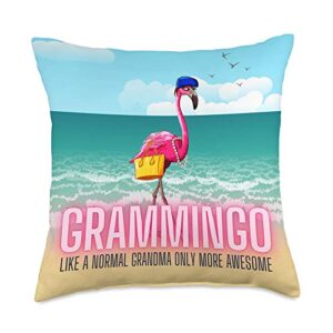 pearl maricela grammingo like a normal grandma pink flamingo lover women throw pillow, 18x18, multicolor