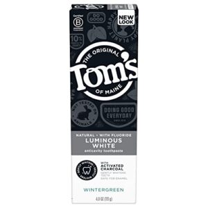 tom's of maine luminous white toothpaste with charcoal, wintergreen, 4 oz. (packaging may vary)