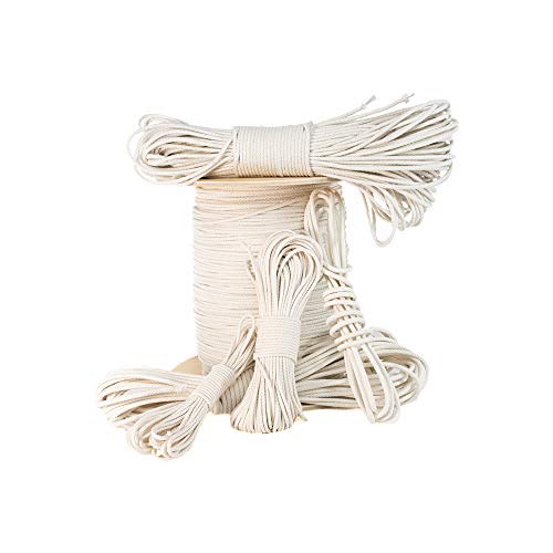 West Coast Paracord Diamond Braid Cotton Rope - All-Purpose Natural Sash Cord - Durable and Lightweight (250 Feet, 5/32 Inch)