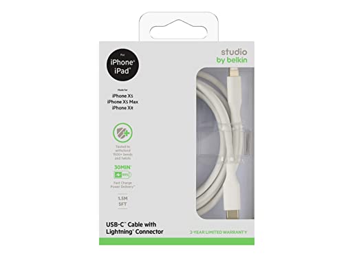 Belkin Studio USB-C to Lightning Cable 5ft Fast Charging for iPhone & iPad