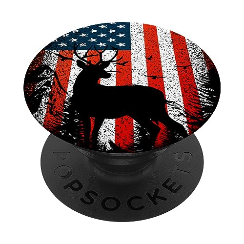 Buck deer hunting american flag design PopSockets Standard PopGrip