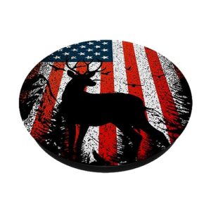 Buck deer hunting american flag design PopSockets Standard PopGrip