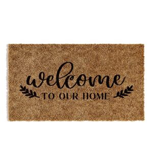 barnyard designs ‘welcome to our home’ doormat welcome mat for outdoors, large front door entrance mat, 30x17, brown