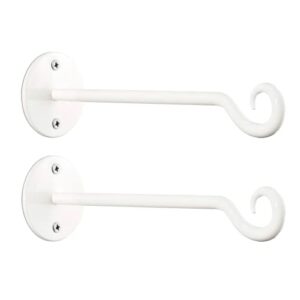 monarch abode 20044 wall mount plant hook premium metal decorative hanging bracket for plants bird feeders planters home decor, heavy duty, 7.5 inch, set of 2, classic white