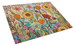 caroline's treasures ppd3017lcb joy in the morning flowers glass cutting board large decorative tempered glass kitchen cutting and serving board large size chopping board