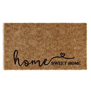 barnyard designs 'home sweet home' doormat welcome mat for outdoors, large front door entrance mat, 30x17, brown