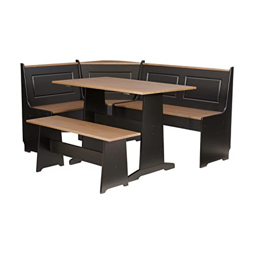 Linon Black and Pecan Breakfast Dining Set Ardmore Nook