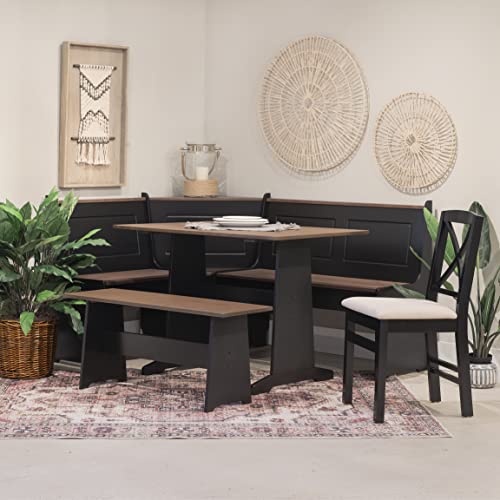 Linon Black and Pecan Breakfast Dining Set Ardmore Nook