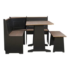 Linon Black and Pecan Breakfast Dining Set Ardmore Nook