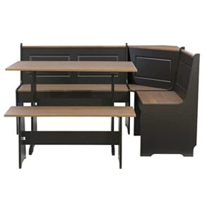 Linon Black and Pecan Breakfast Dining Set Ardmore Nook