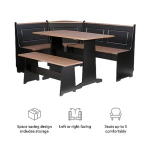 Linon Black and Pecan Breakfast Dining Set Ardmore Nook