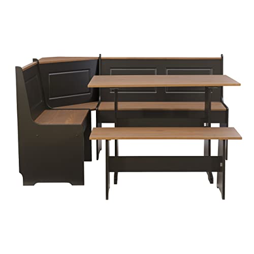 Linon Black and Pecan Breakfast Dining Set Ardmore Nook