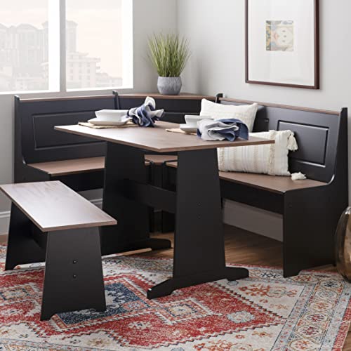 Linon Black and Pecan Breakfast Dining Set Ardmore Nook