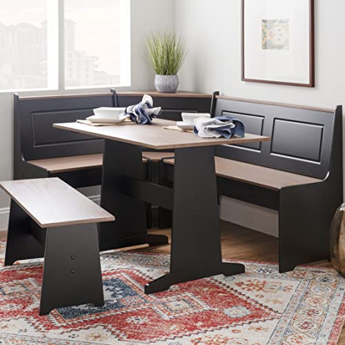 Linon Black and Pecan Breakfast Dining Set Ardmore Nook