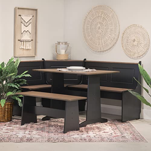 Linon Black and Pecan Breakfast Dining Set Ardmore Nook